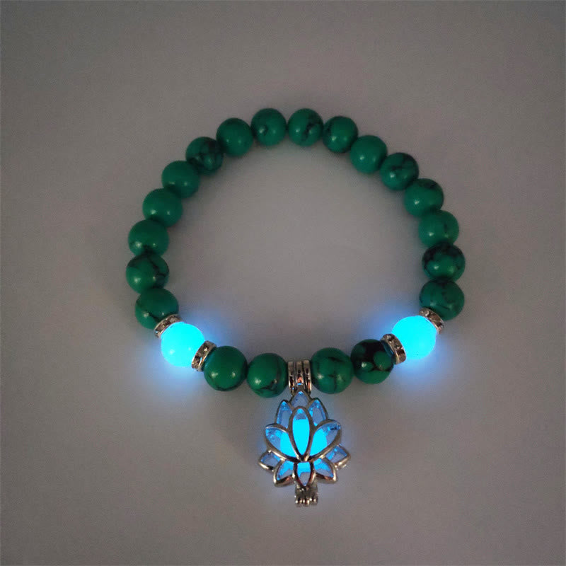 Tibetan Turquoise Glowstone Luminous Bead Lotus Protection Bracelet