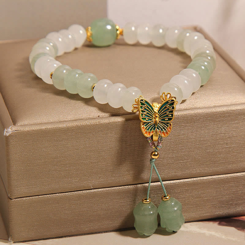 Natural Tianshan Jade Abacus Beads Butterfly Prosperity Bracelet
