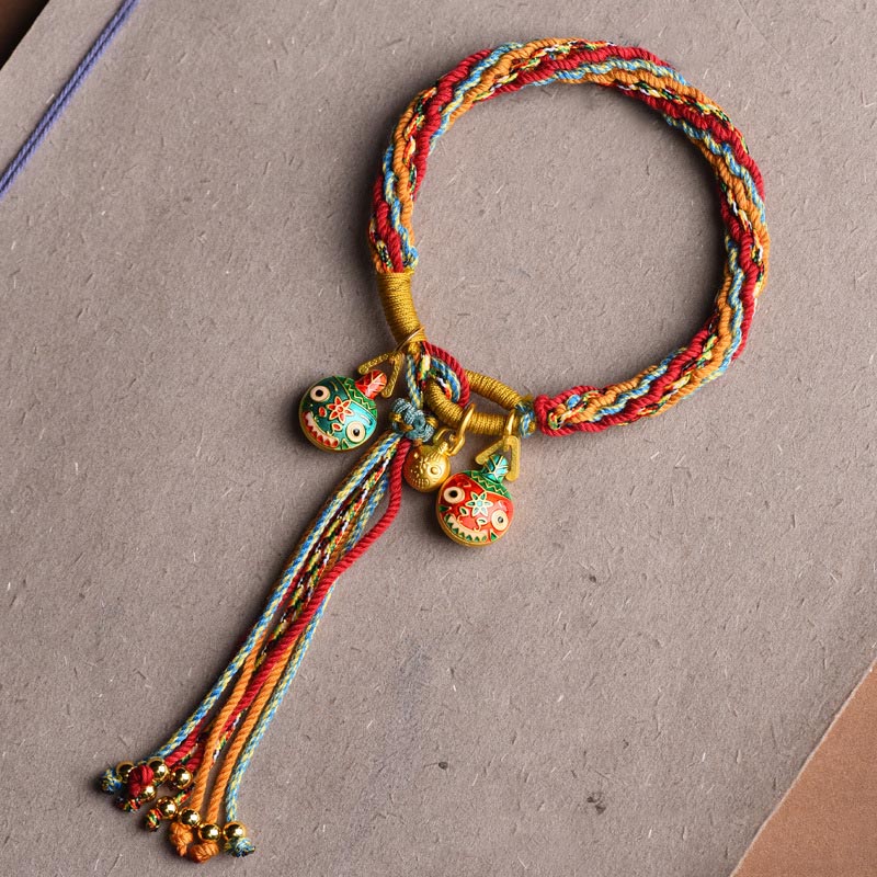 Vibrant Braided Colorful String Pixiu and Endless Knot Symbol Bracelet