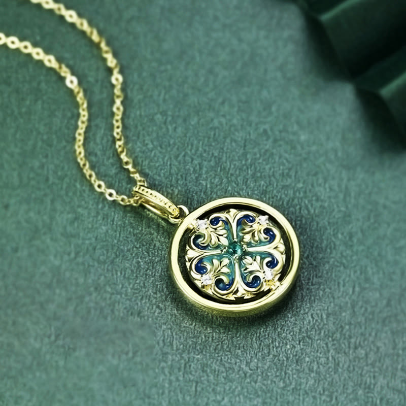 925 Sterling Silver Lotus Flower Floral Zircon Enlightenment Rotatable Necklace Pendant