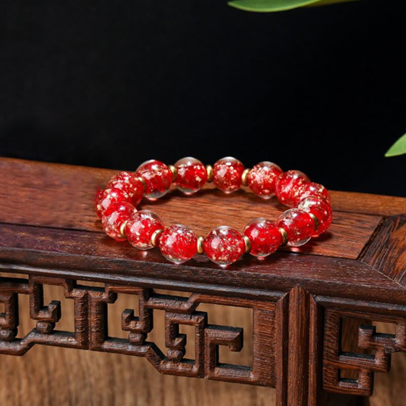 Handmade Luminous Liuli Glass Pixiu Gold Swallowing Beast Success Bracelet
