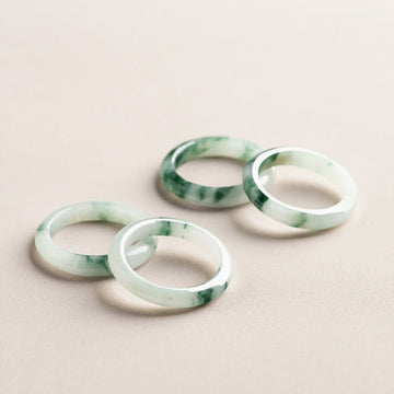 Hand-Polished Natural Green Jade Minimalist Solid Stone Band Ring