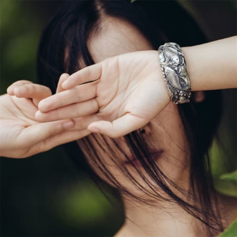 Koi Fish Lotus Luck Wealth Bracelet Bangle