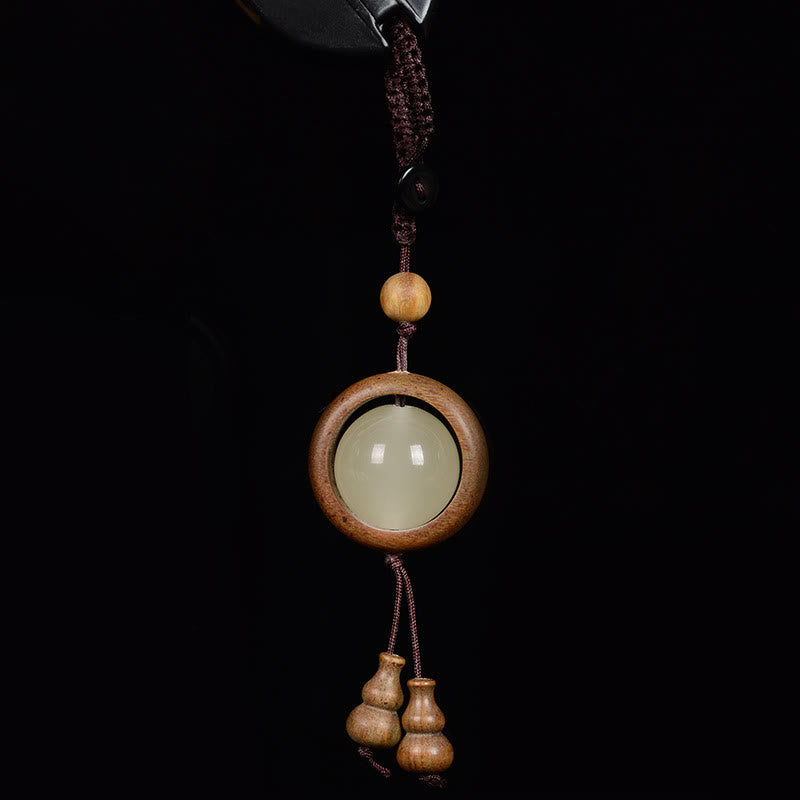 Red Sandalwood Ebony Wood Green Sandalwood Luminous Lucky Bead Gourd Peace Key Chain
