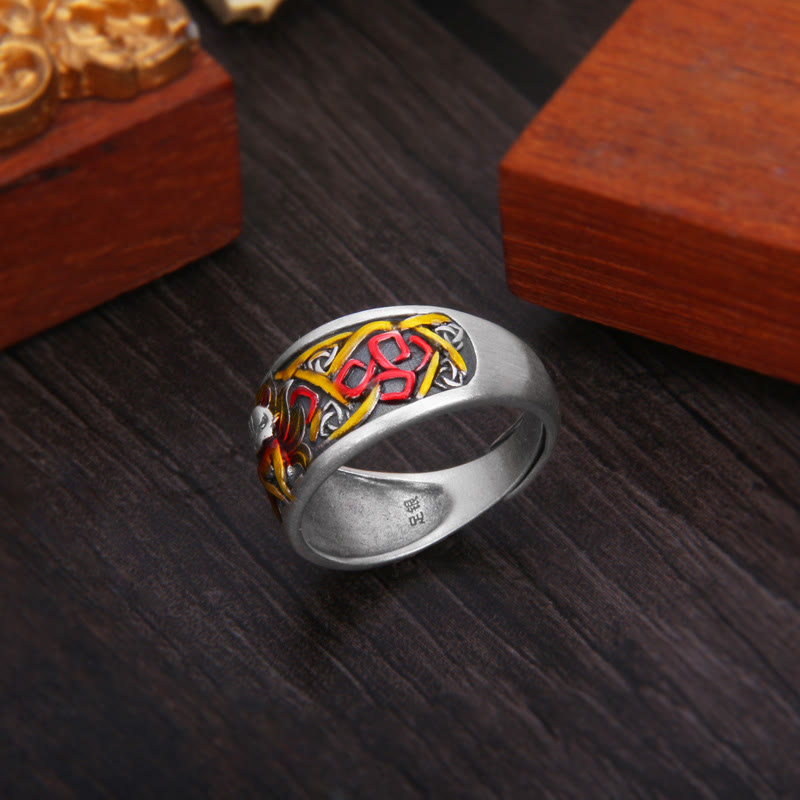 Adjustable 999 Sterling Fine Silver Nine-Tailed Fox Ring