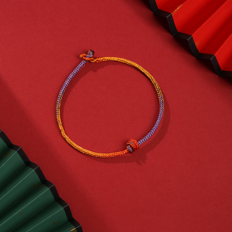 Handcrafted Purple Gold and Red Braided Rope Bracelet