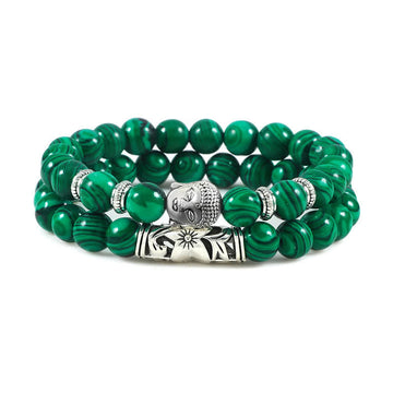 2Pcs Natural Crystal Agate Buddha Protection Bracelet