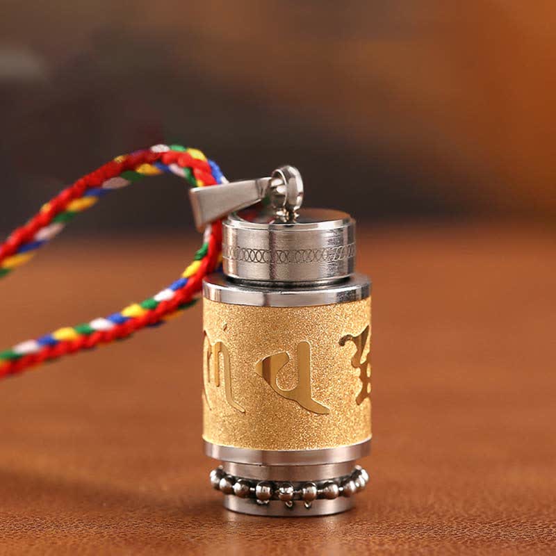 Tibet Om Mani Padme Hum Shurangama Mantra Titanium Steel Wisdom Amulet Necklace Pendant