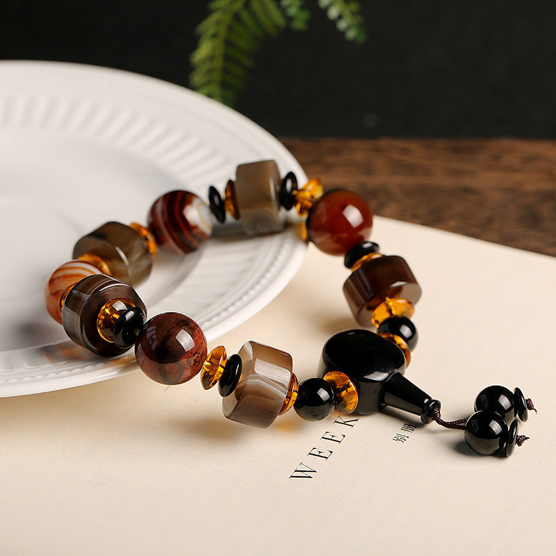 Natural Sardonyx Gemstone Beaded Minimalist Bracelet