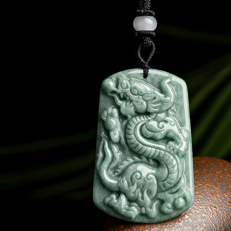 Year of the Dragon Chinese Zodiac Dragon Jade Success Amulet Necklace Pendant