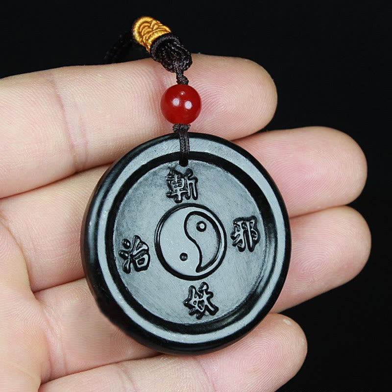 Natural Hetian Cyan Jade Yin Yang Luck Harmony Necklace Pendant