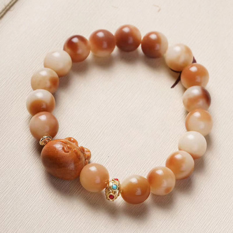 Natural Bodhi Seed Rabbit Charm Serenity Bracelet for Mindful Practice