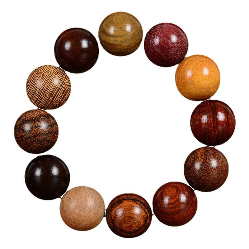 Multicolored Sandalwood Beaded Bracelet for Grounding & Balance
