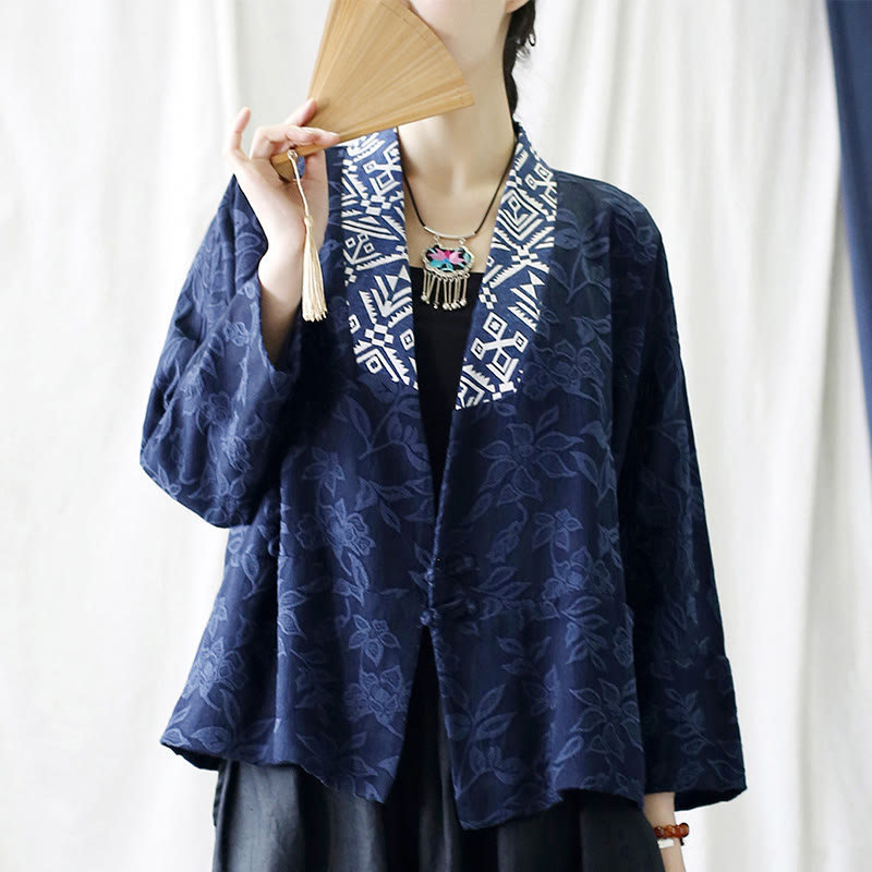 Cotton Jacquard V-Neck Mindful Meditation Jacket