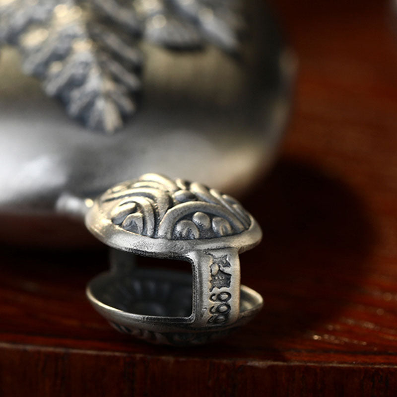 999 Sterling Silver Chinese Zodiac Natal Buddha Heart Sutra Engraved Protection Necklace Pendant