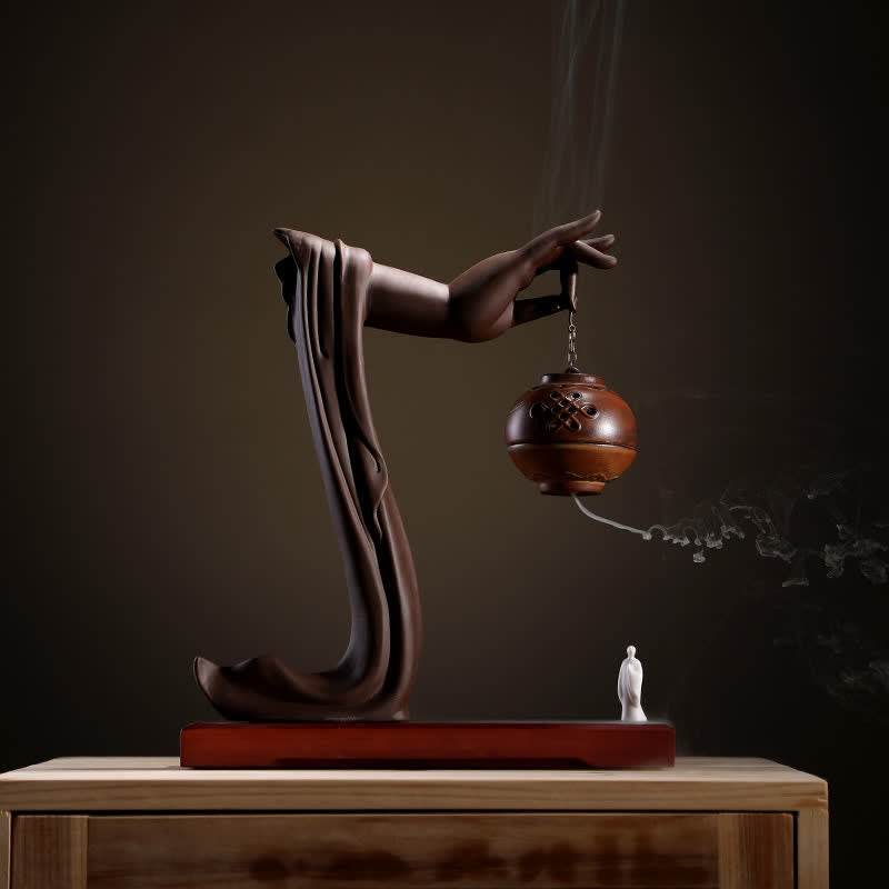 Tibetan Lotus Ceramic Incense Burner for Aromatic Rituals
