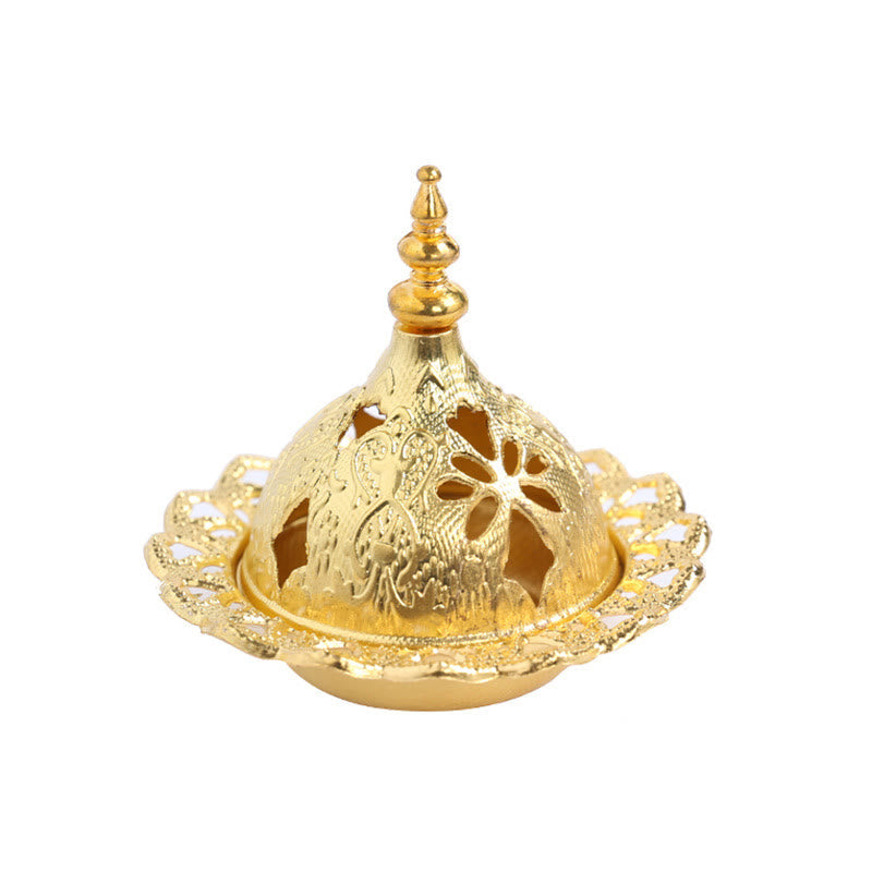 Gold Wu Lou Gourd Alloy Metal Incense Burner for Meditation & Sacred Spaces