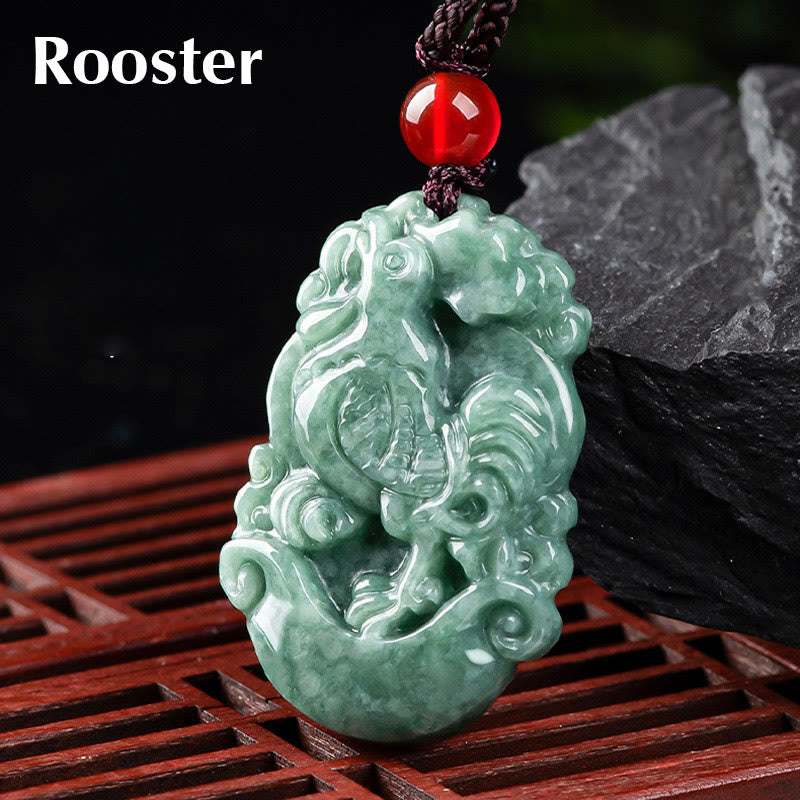 Natural Jade 12 Chinese Zodiac Prosperity Necklace Pendant