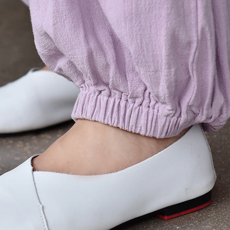 Tactile Breathable Linen Harem Pants for Mindful Meditation and Yoga