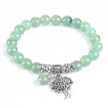 Natural Gemstone Tree of Life Lucky Charm Stretch Bracelet