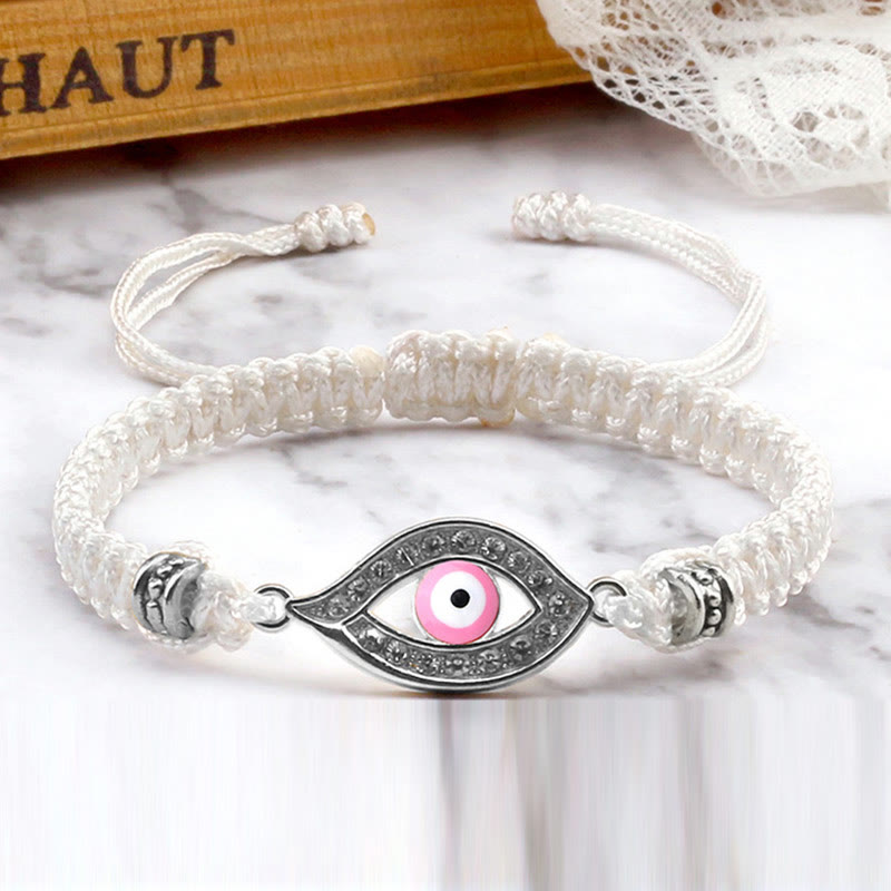 Handmade Evil Eye Red String Braided Bracelet with Gold or Silver Border