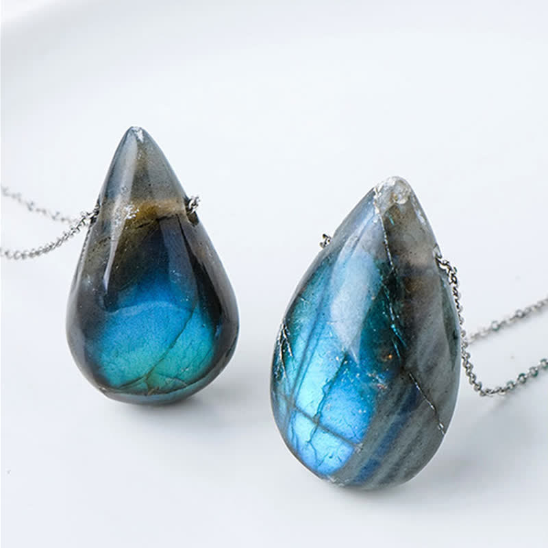 Labradorite Water Drop Support Healing Necklace Pendant