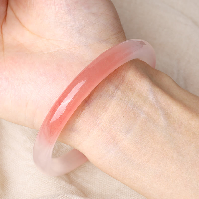 Pink Golden Silk Jade Wealth Bracelet Bangle