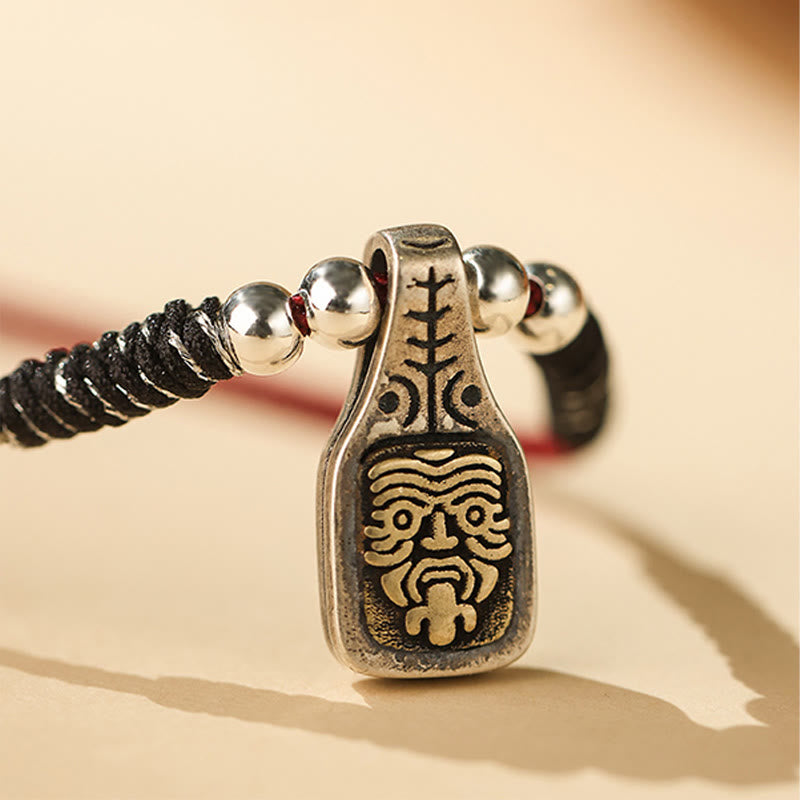 Tibetan 925 Sterling Silver Zakiram Goddess of Wealth Protection Rope Necklace Pendant