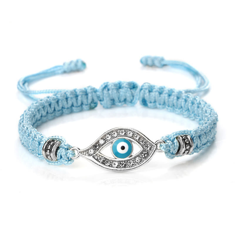 Handmade Evil Eye Red String Braided Bracelet with Gold or Silver Border