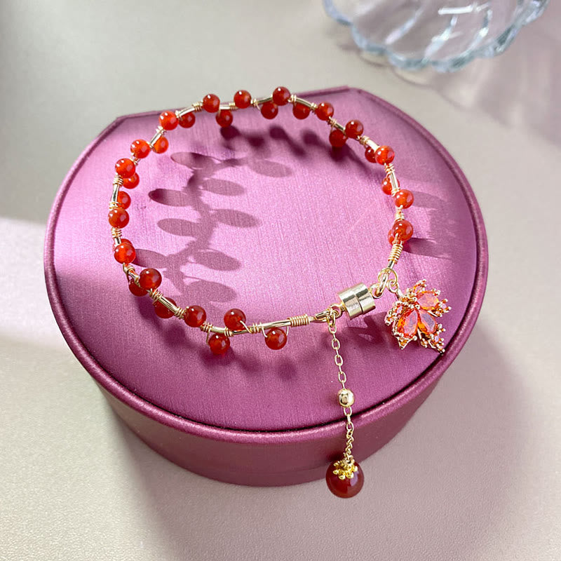 Red Maple Leaf Luck Charm Bracelet