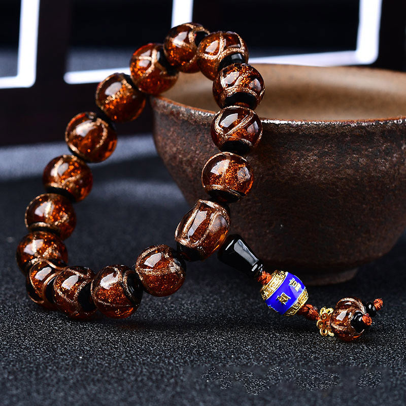 Tibetan Dragon Vein Agate Beaded Bracelet – 12mm & 14mm in Multi-Color Options