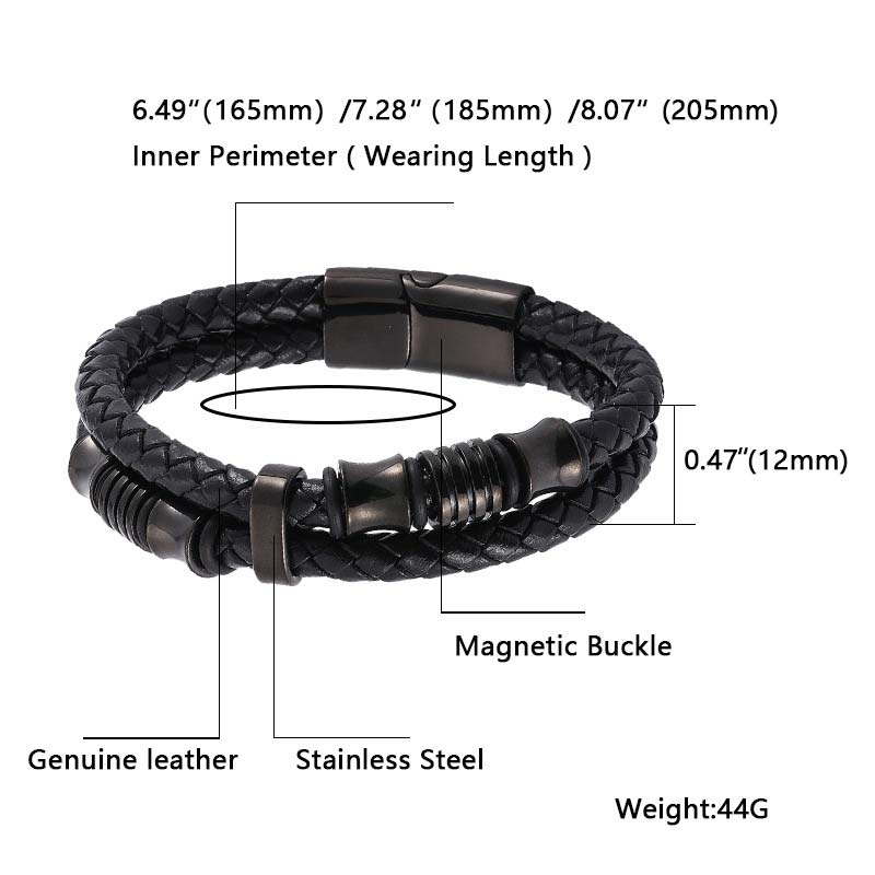 Minimalist Layered Braided Leather & Titanium Steel Bracelet