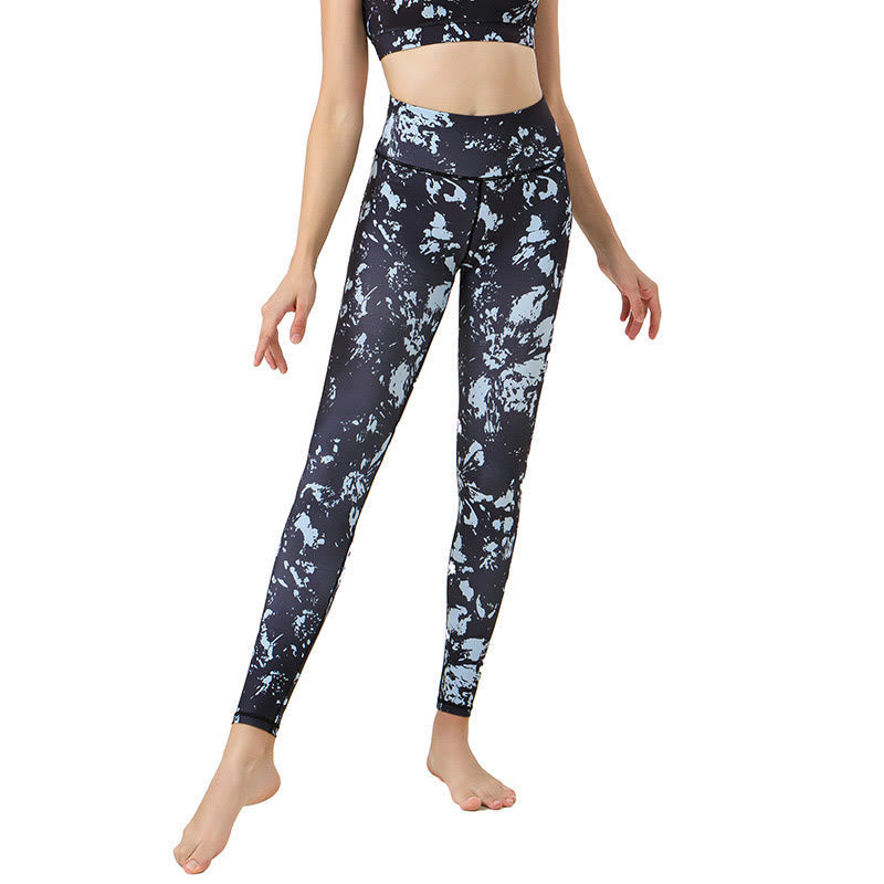 Earthy Botanical Print High-Waist Yoga Leggings