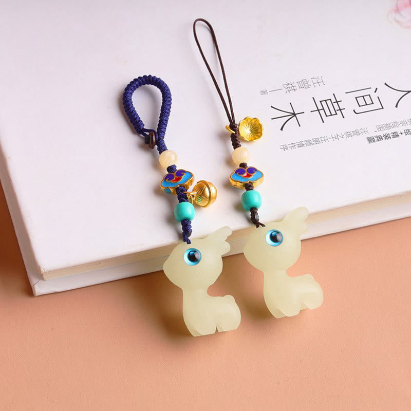 Mini Cute Deer Glowstone Luminous Lucky Deer Energy Key Chain Phone Car Hanging Decoration
