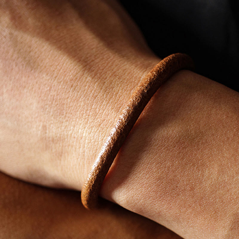 Retro Leather Luck Healing Copper Magnetic Buckle Bracelet