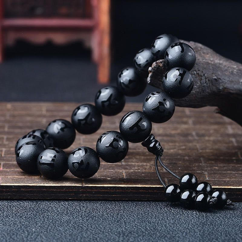 Om Mani Padme Hum Engraved Mantra Meditation Beaded Bracelet