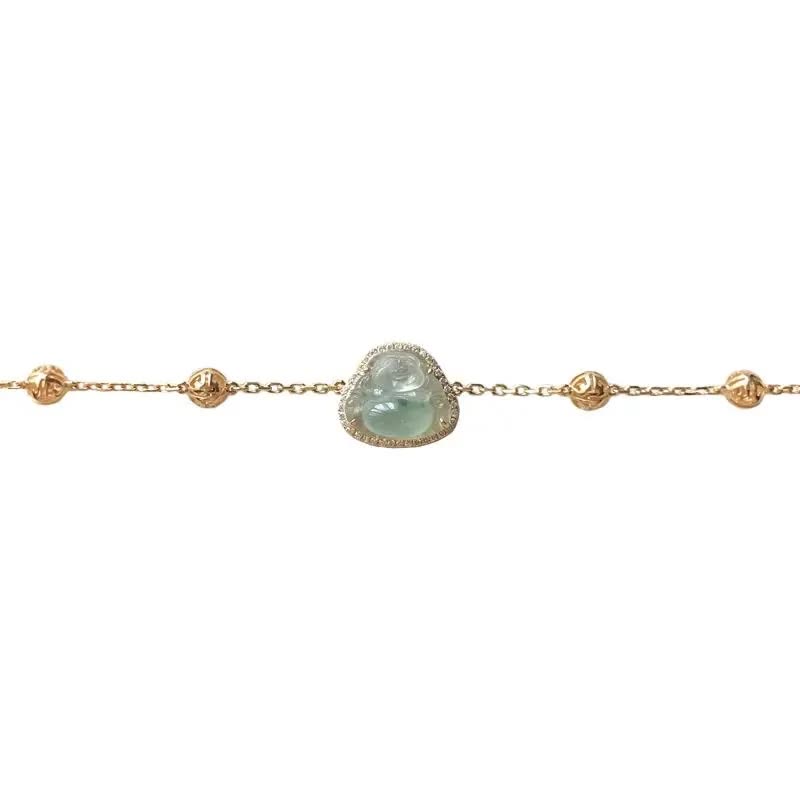 Laughing Buddha Jade Abundance Chain Bracelet