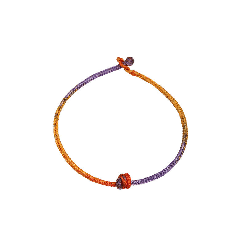 Handcrafted Purple Gold and Red Braided Rope Bracelet