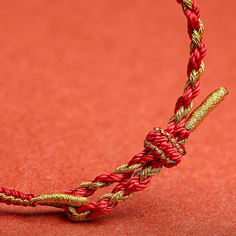 Handmade Chinese Zodiac Braided Red String Bracelet: Dragon Rabbit Rat Horse Rooster