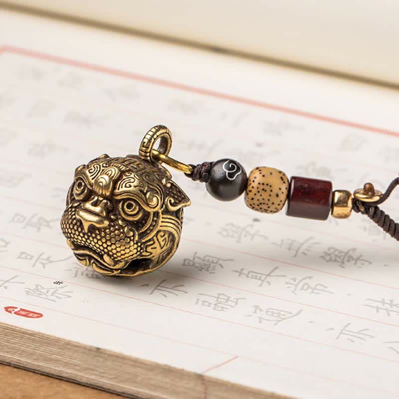 Handmade Brass and Copper Pixiu Energy Conductor Keychain