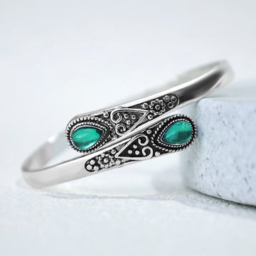 Zircon Water Drop Pattern Healing Cuff Bracelet Bangle