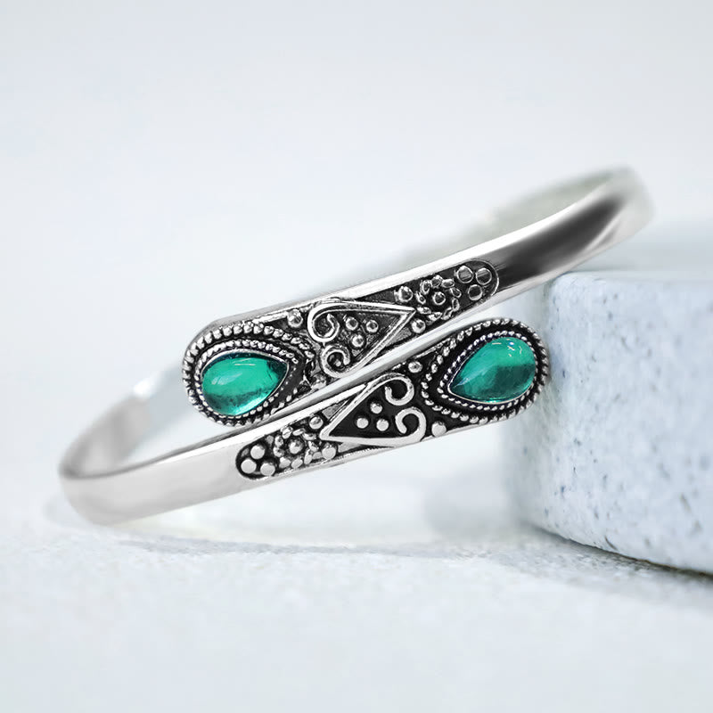 Zircon Water Drop Pattern Healing Cuff Bracelet Bangle