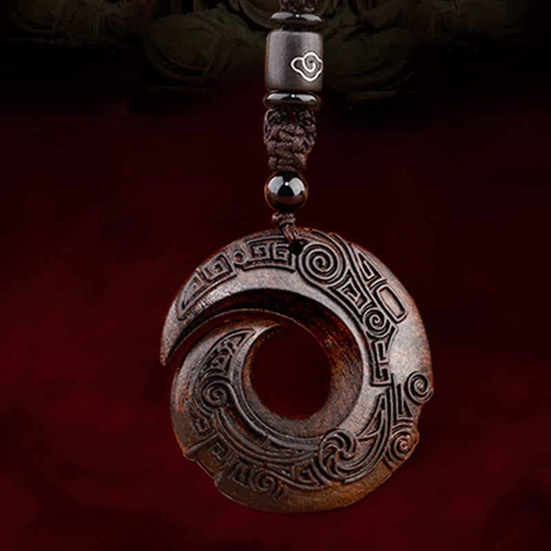 Small Leaf Red Sandalwood Ebony Wood One's Luck Improves Design Patern Protection Necklace Pendant