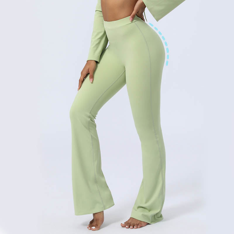 Long Sleeve Backless Strap Top Bra Flare Pants Fitness Yoga Outfit