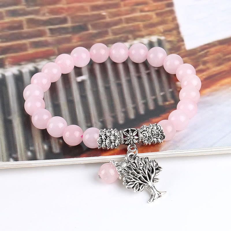 Natural Gemstone Tree of Life Lucky Charm Stretch Bracelet