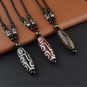 Nine-Eye Dzi Bead Wealth Protection Necklace