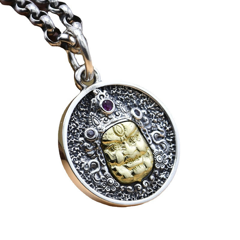 925 Sterling Silver Zakiram Goddess of Wealth Dorje Vajra Spiritual Necklace Pendant