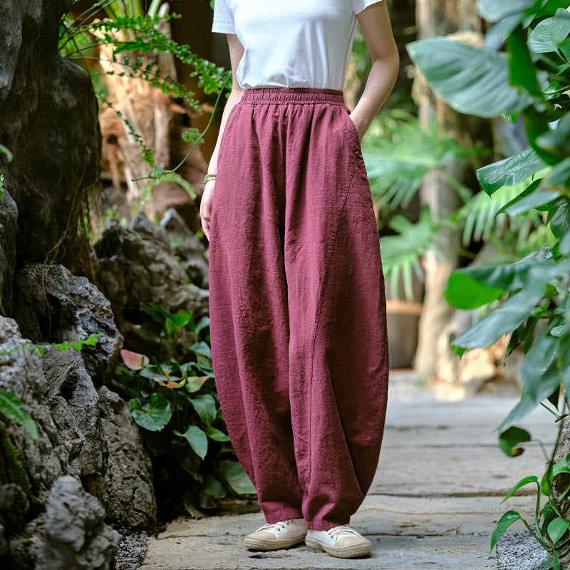 Solid Color Loose Yoga Harem Pants With Pockets