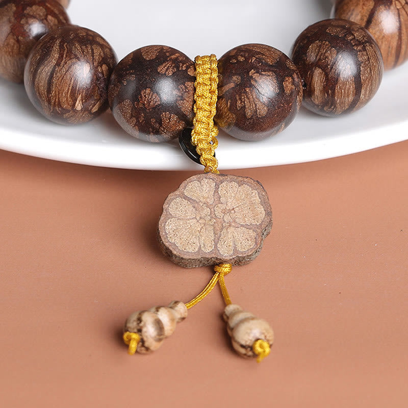 Natural Plum Blossom Wood Large Bead Meditation Bracelet