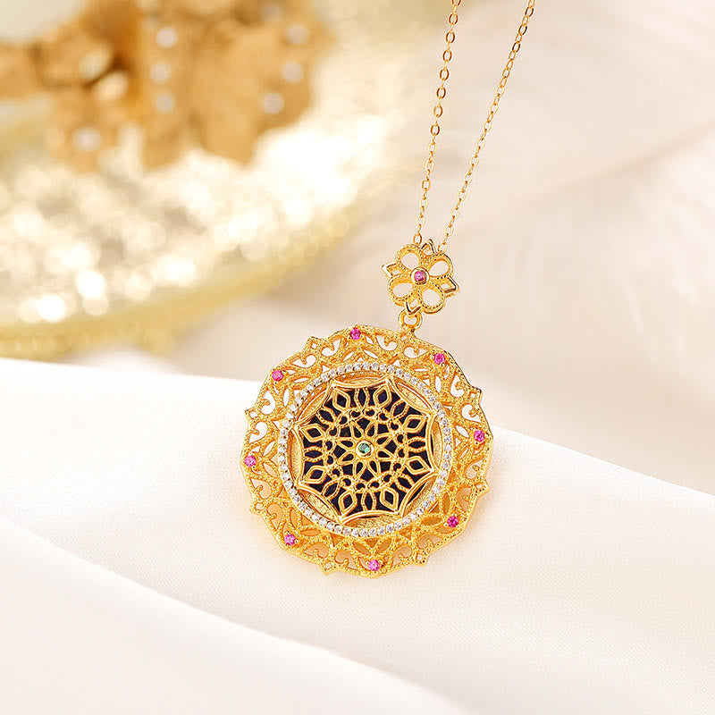 925 Sterling Silver Plated Gold Lazurite Positive Necklace Pendant